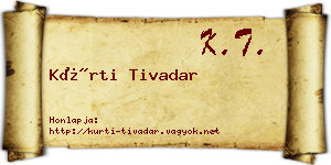 Kürti Tivadar névjegykártya